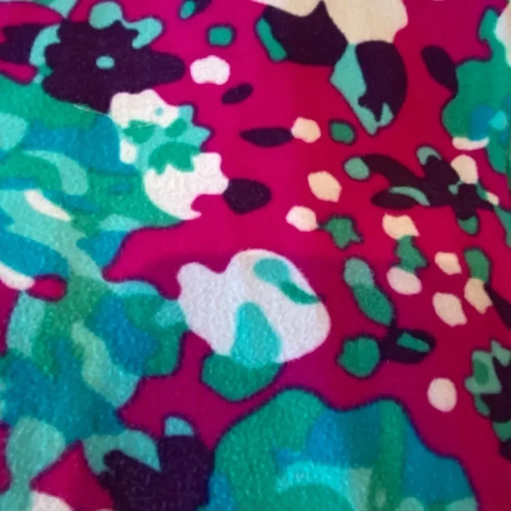 1264 LuLaRoe Leggings Size OS Pink Green White Abstract Floral Print New